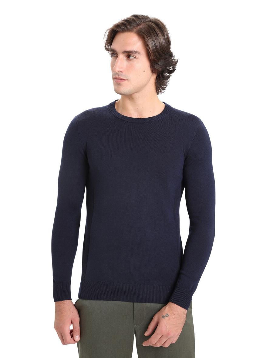 Midnight Navy Icebreaker Merino Shearer Crewe Men\'s Sweaters | AU 1214BEXC